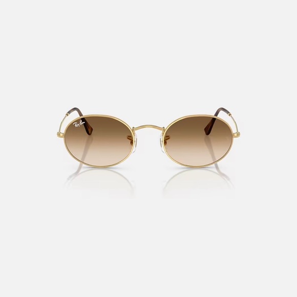 Ray-Ban Accessories - Ray-Ban Gold and Brown Oval Sunglasses